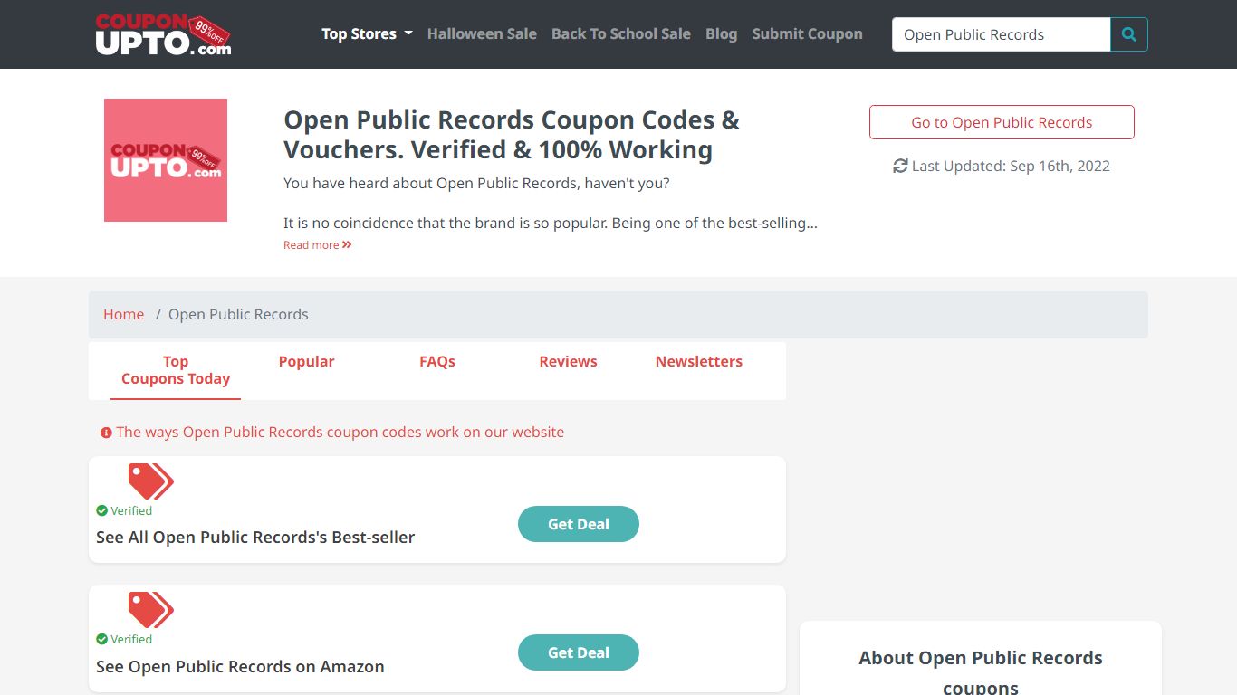 75% OFF Open Public Records Coupon Code | Promo Code | Dec-2021